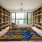 Geometric Chevron And Step Pyramid Art Rug