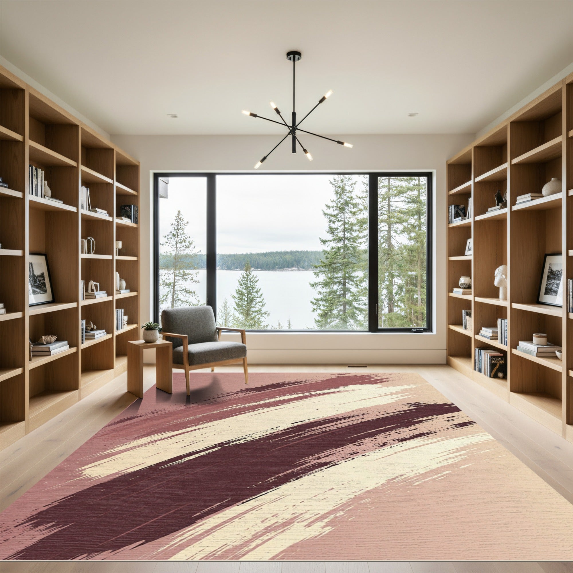 Abstract Taupe and Mocha Brushstroke Rug