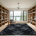 Monochromatic Geometric Structure Overlay Rug