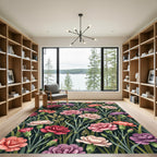 Vibrant Carnation Floral Meadow Rug