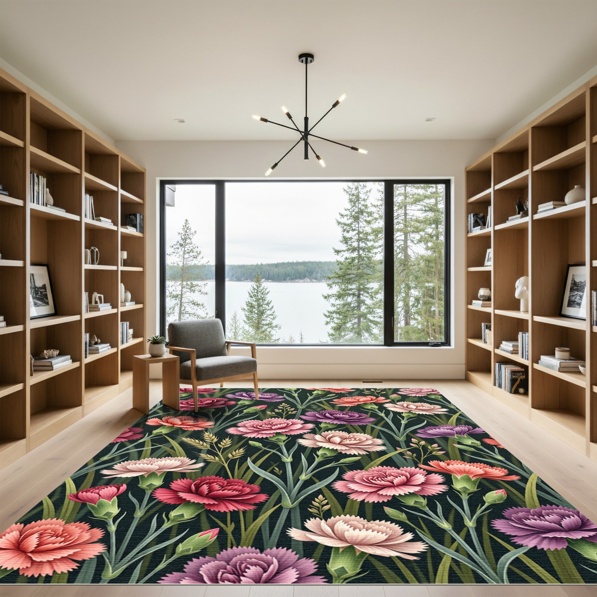 Vibrant Carnation Floral Meadow Rug