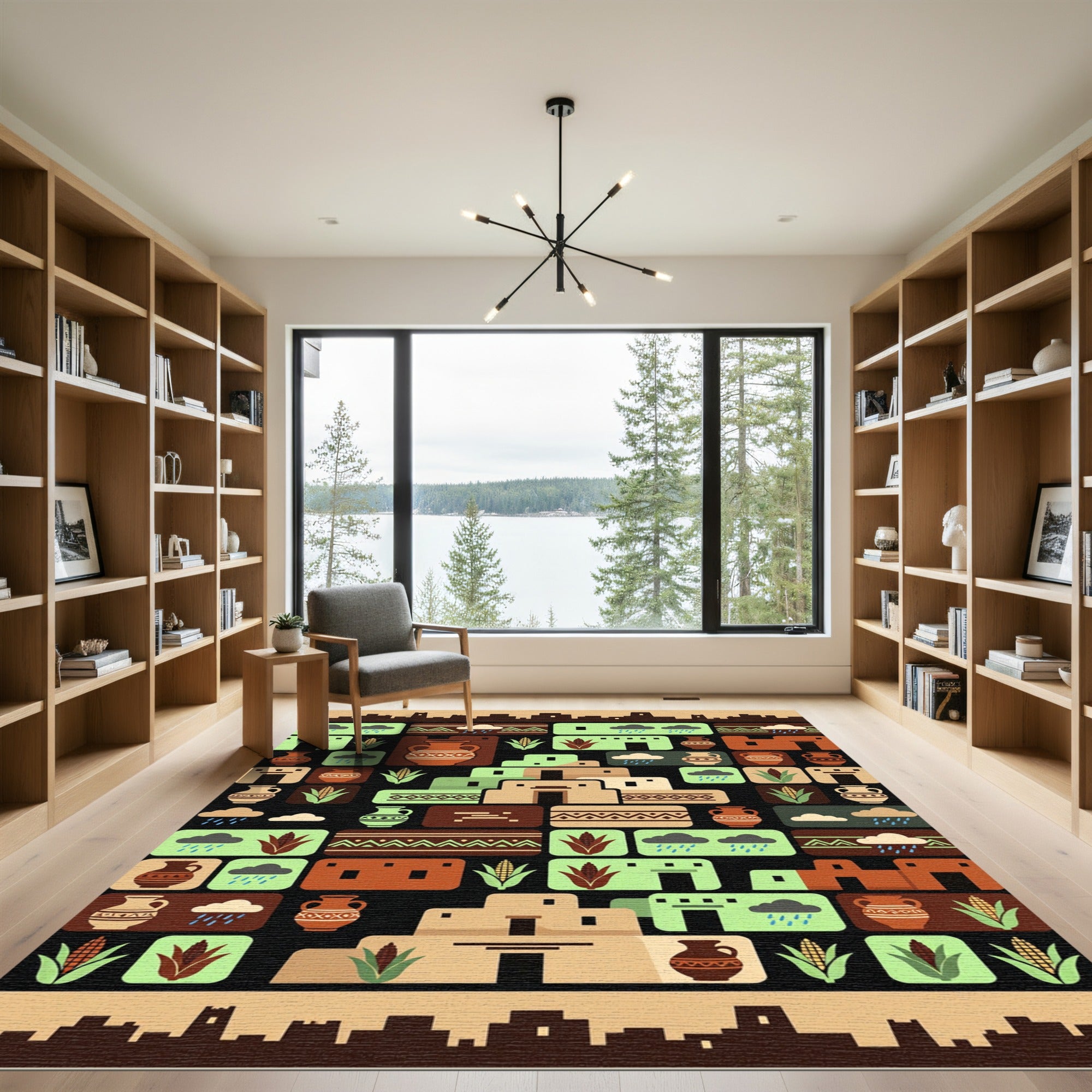 Southwest Ancient Pueblo Earth Tone Tile Rug