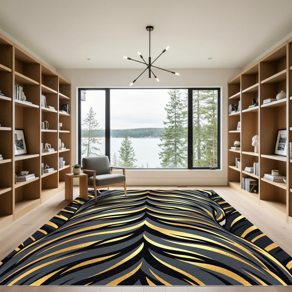 Golden Luxe Abstract Tiger Stripe Rug