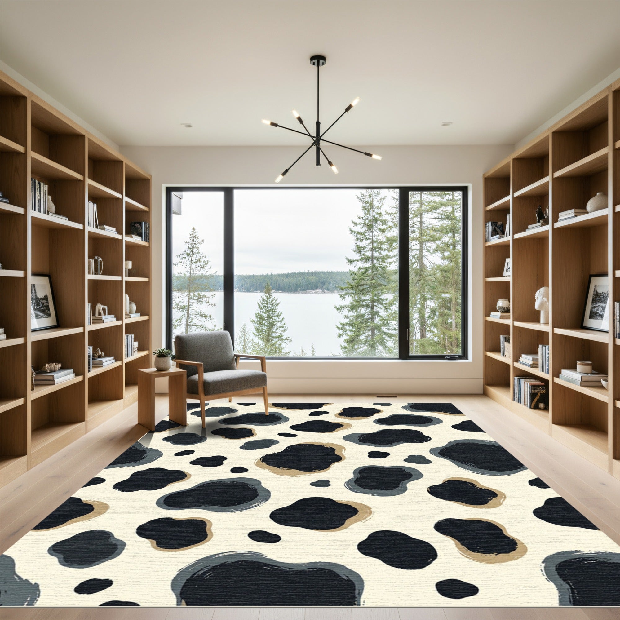 Abstract Monochrome Spotted Animal Hide Rug