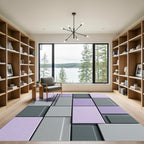 Geometric Lavender Gray Blocks Rug