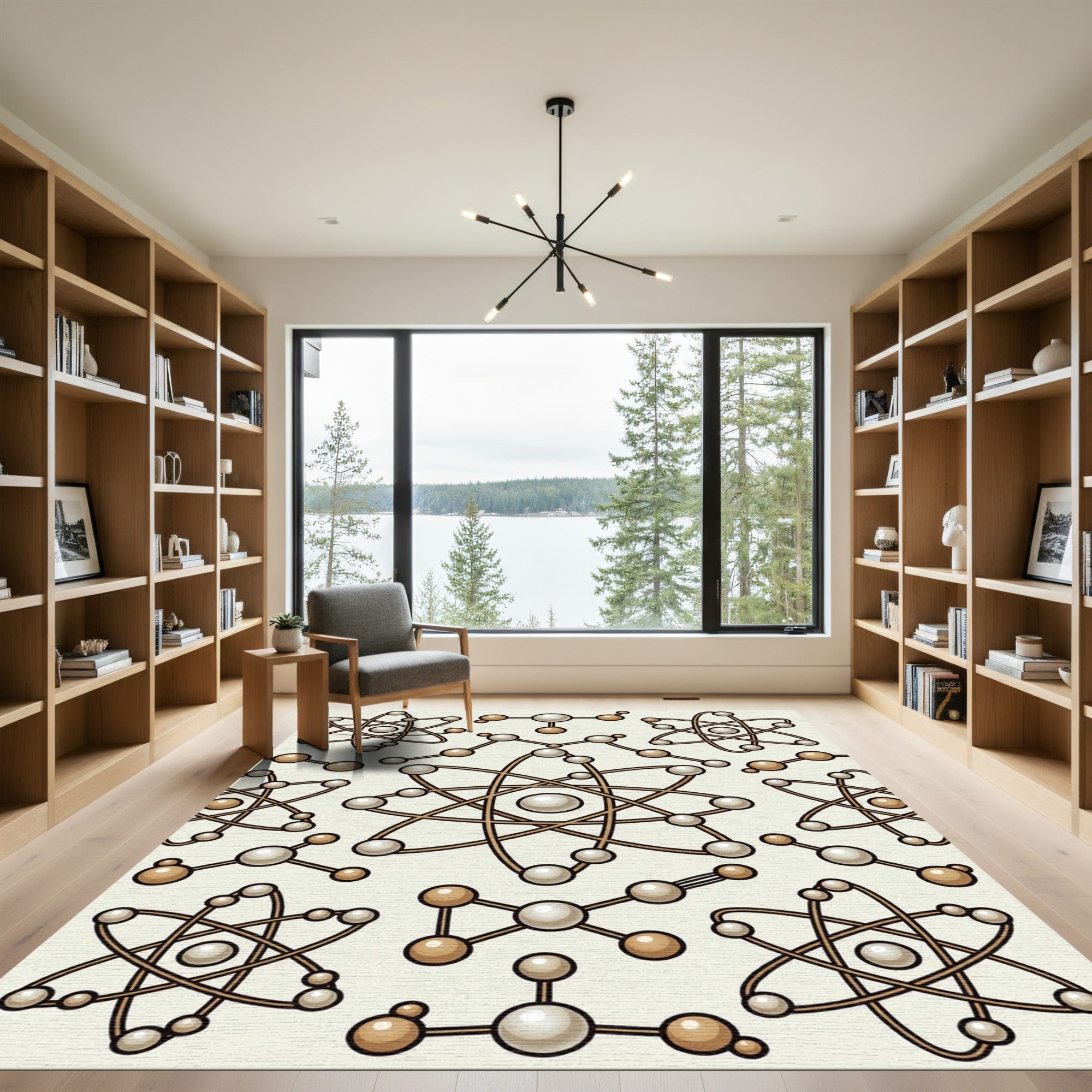 Golden Atomic Structure Cluster Rug