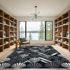 Elegant Metallic Silver Shell Chevron Rug