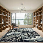 Industrial Monochrome Anchor Urban Smoke Rug