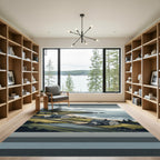 Coastal Farmstead Mountainscape Horizon Scene Rug