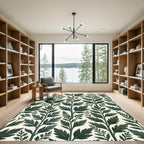 Dark Green Botanical Branch Composition Rug