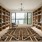 Ornate Brown Geometric Starburst Medallion Rug