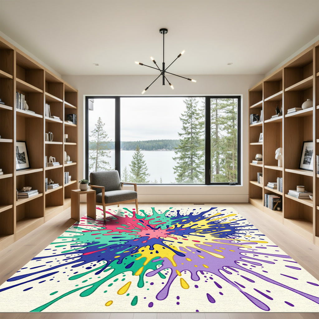 Vibrant Splatter Abstract Splash Rug