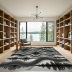 Black White Wave Soundwave Composition Rug