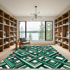 Emerald Geometric Interlocking Lattice Rug