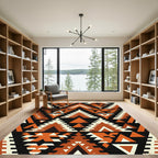 Rustic Orange Tribal Triangle Array Rug