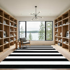 Bold Black White Stripe Contemporary Rug