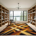 Golden Abstract Painted Stroke Texture Rug
