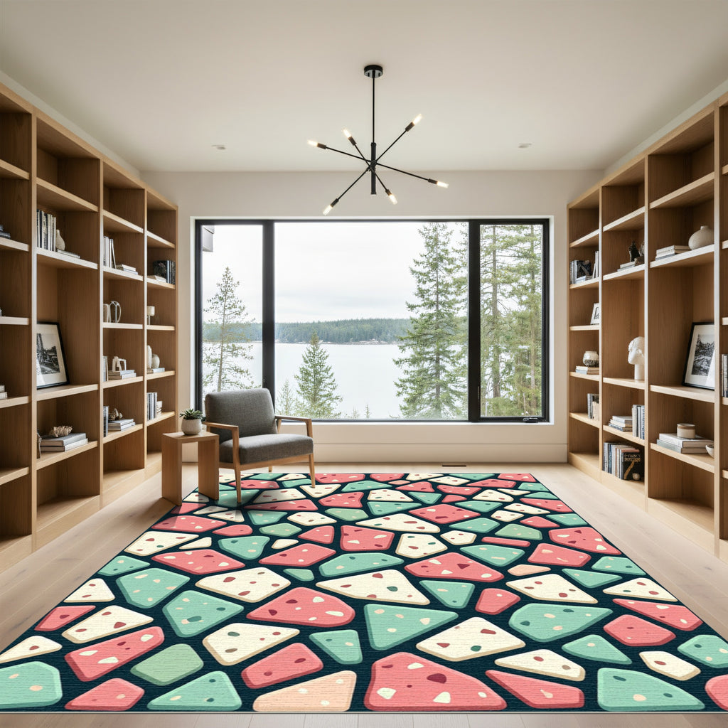 Pastel Terrazzo Muted Mosaic Confetti Floor Rug