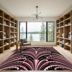 Art Deco Pink Leaf Fountain Art Rug