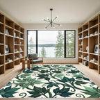Deep Emerald Vine Foliage Pattern Rug