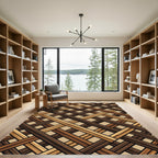 Woven Wood Earthy Tone Geometric Rug