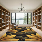 Golden Lotus Black Water Lilies Rug