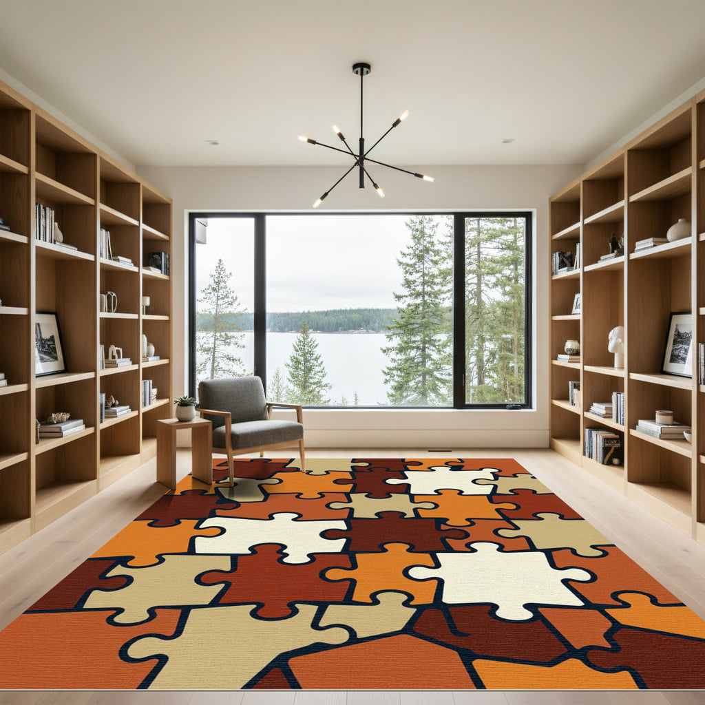 Autumn Tones Puzzle Pieces Rug