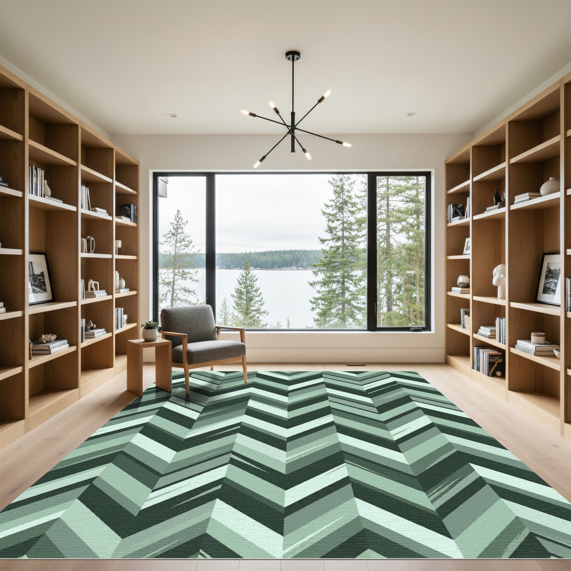 Sage Green Chevron Chic Rug
