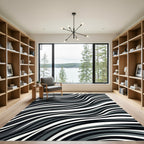Monochrome Wavy Stripes Gradient Rug