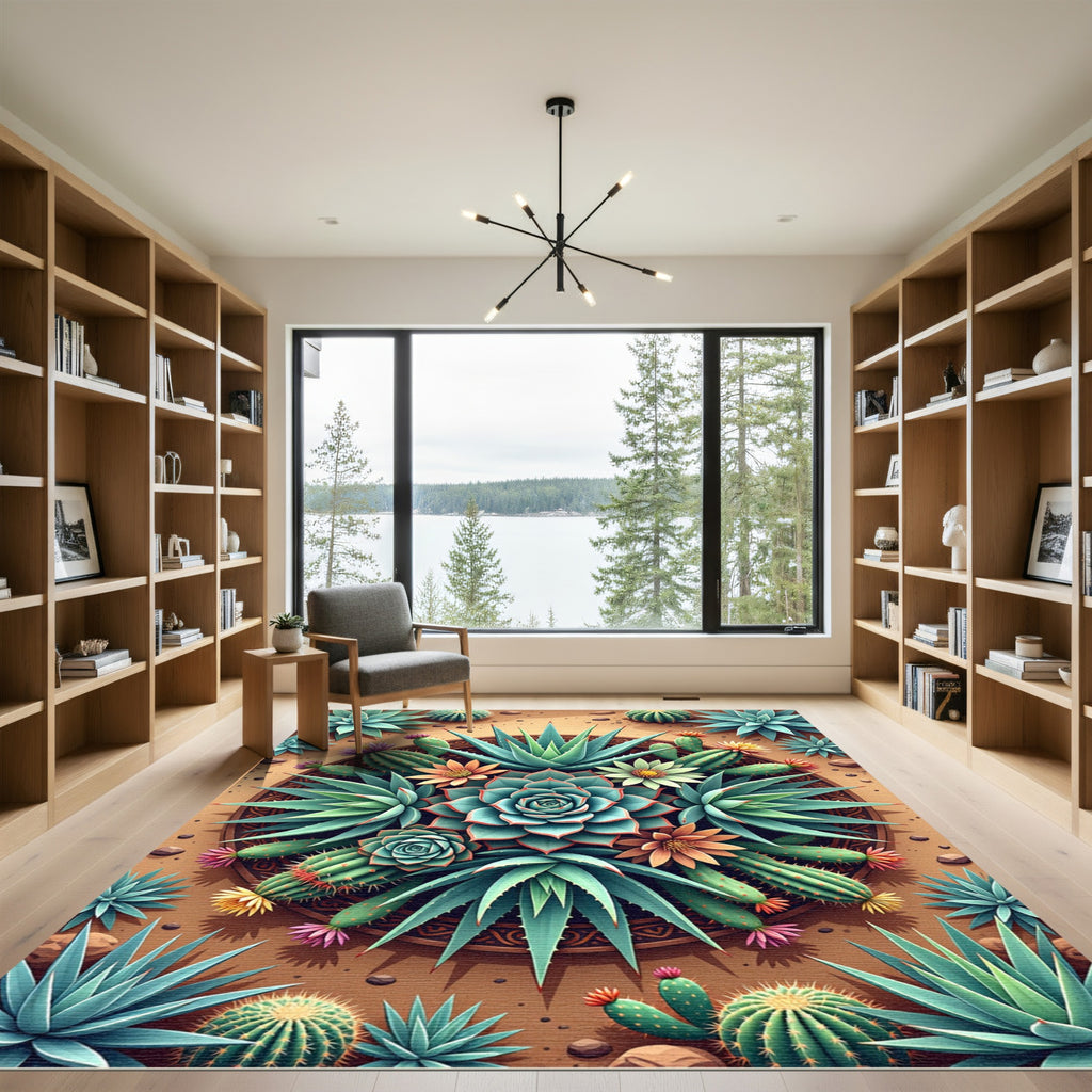 Desert Bloom Cactus Garden Rug