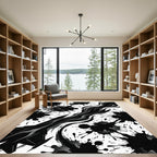 Monochrome Splash Abstract Ink Flow Rug