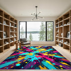 Vibrant Multicolored Abstract Paint Splash Rug