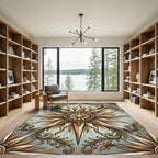 Golden Sunburst Baroque Scroll Rug