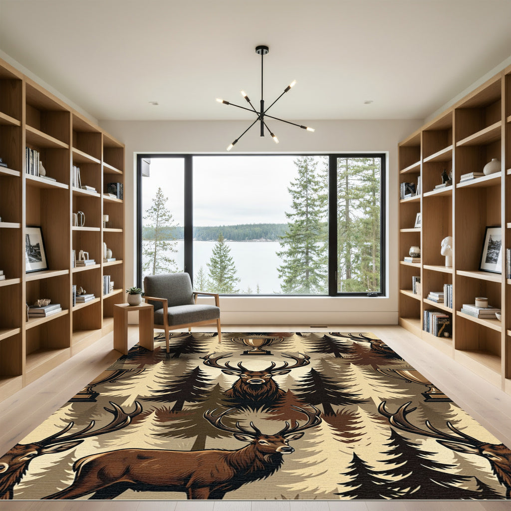 Majestic Antlered Deer Trophy Forest Rug