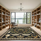 Neoclassical Gold Crown Laurel Palm Rug