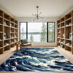 Deep Blue Crashing Ocean Wave Rug