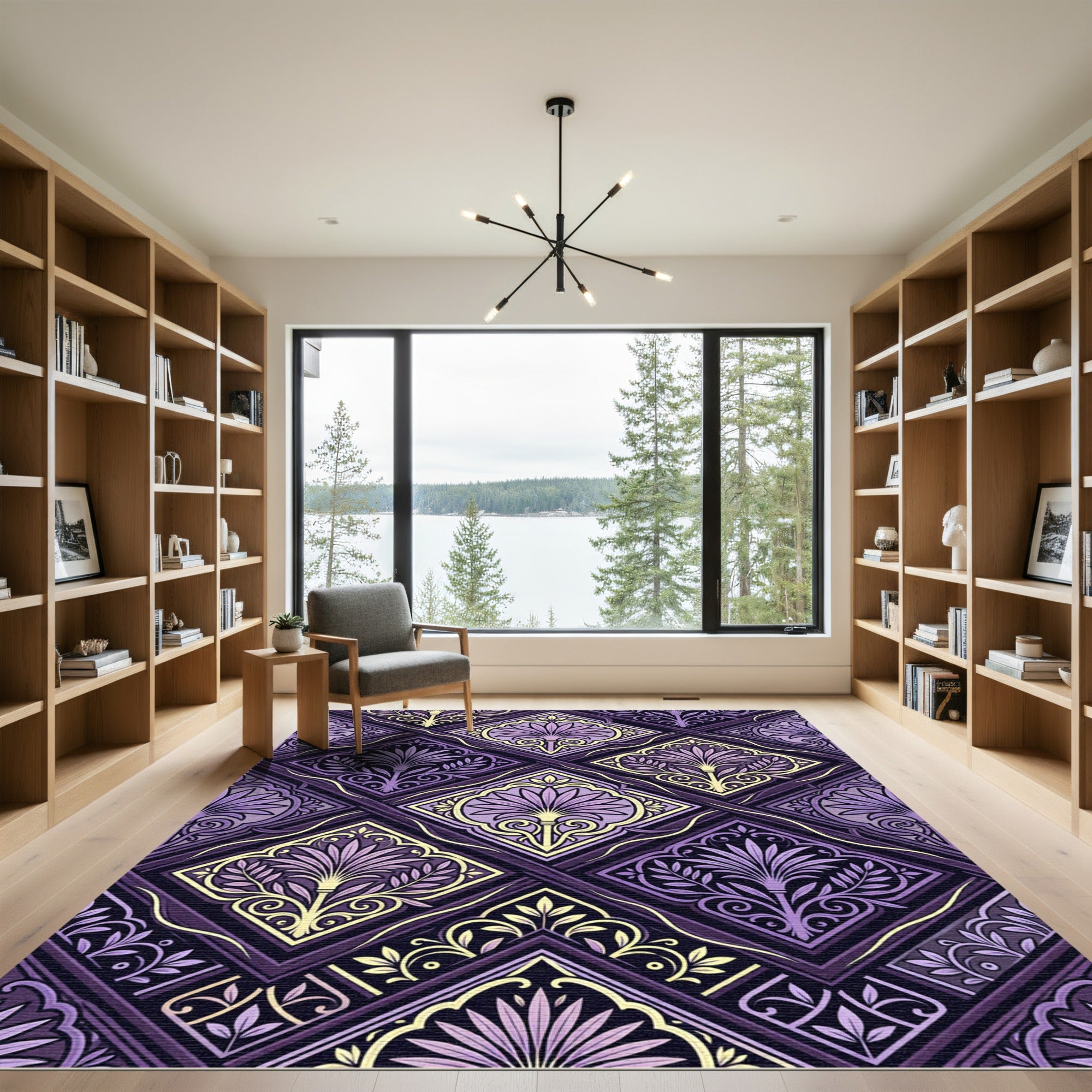 Ornate Violet Laurel Medallion Rug