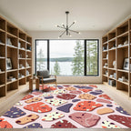 Abstract Terrazzo Shapes Peach Indigo Rug