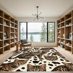 Golden Brown Leopard Cat Collage Rug
