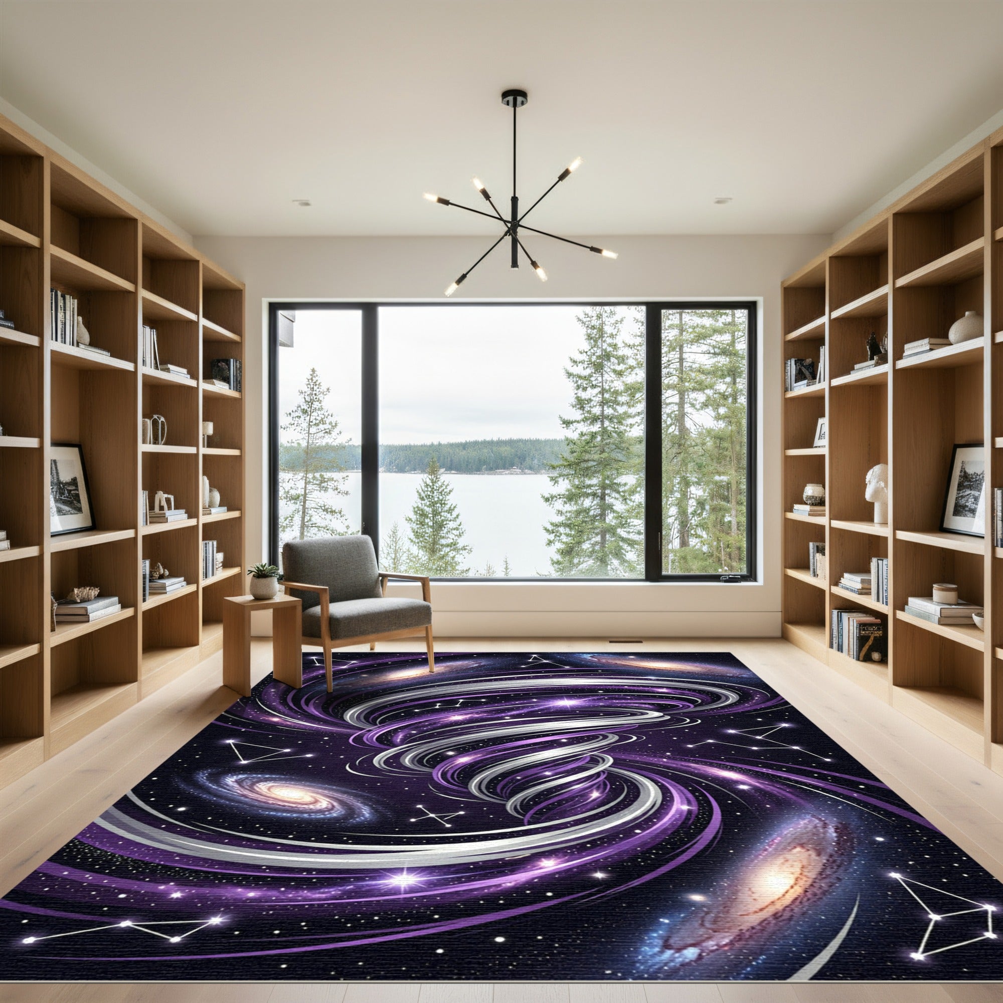 Cosmic Purple Celestial Spiral Nebula Rug