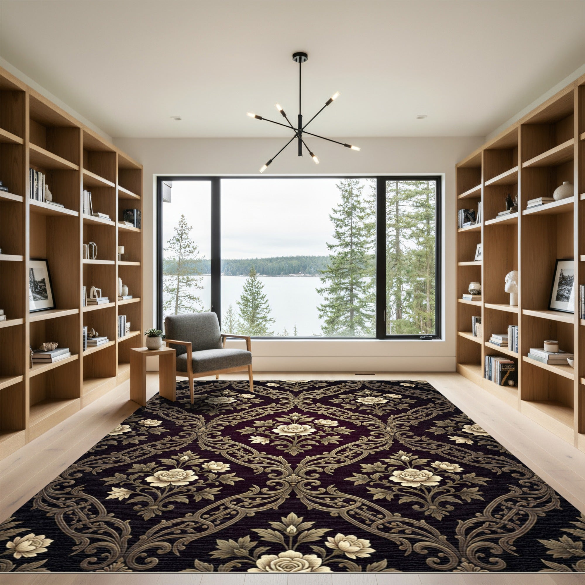 Ornate Floral Garden Damask Rug