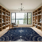 Celestial Navy Silver Star Map Rug