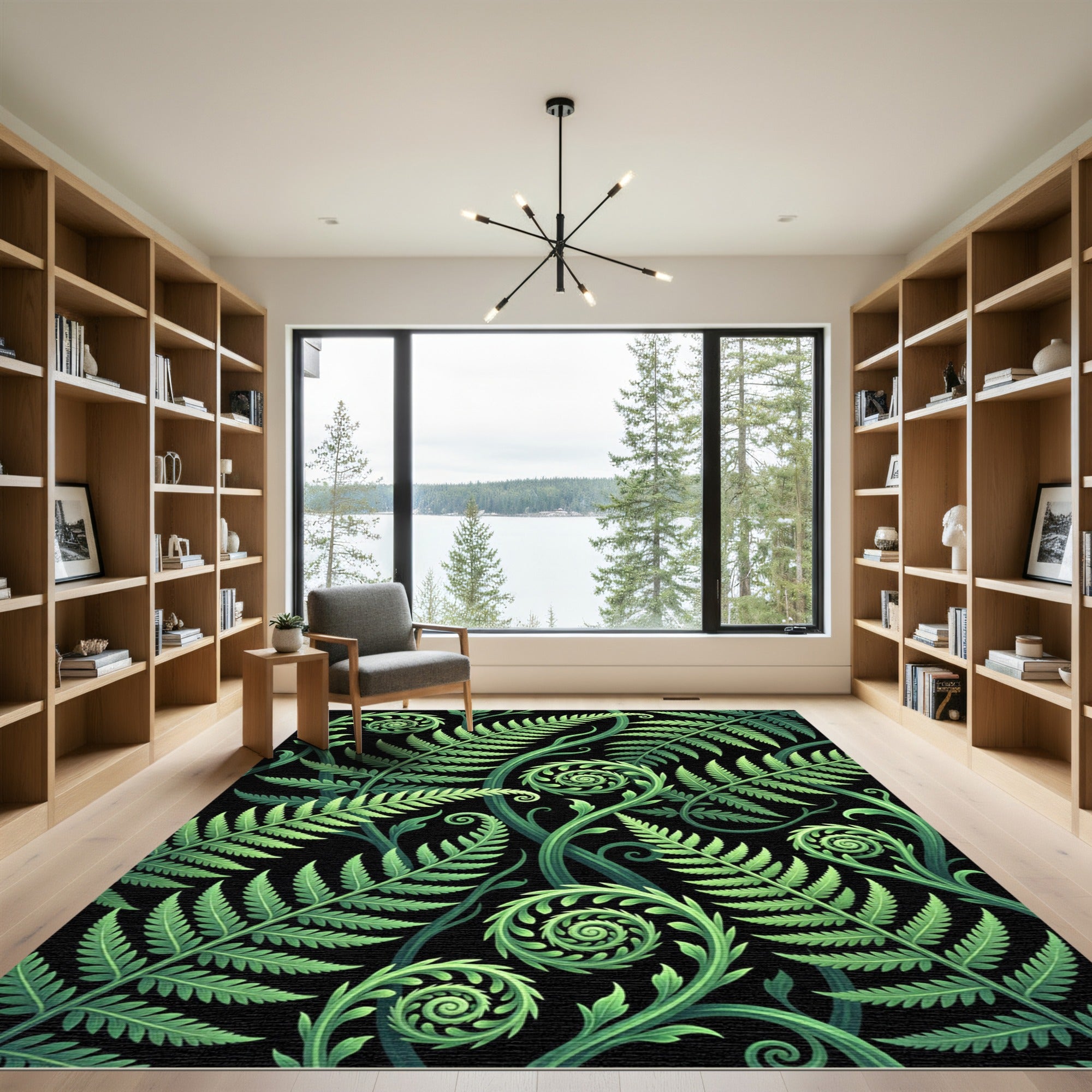 Lush Green Tropical Fern Folio Rug