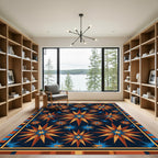 Celestial Navy Earth Tone Starburst Rug