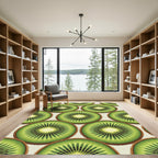 Fresh Kiwi Slice Vibrant Fruit Art Rug