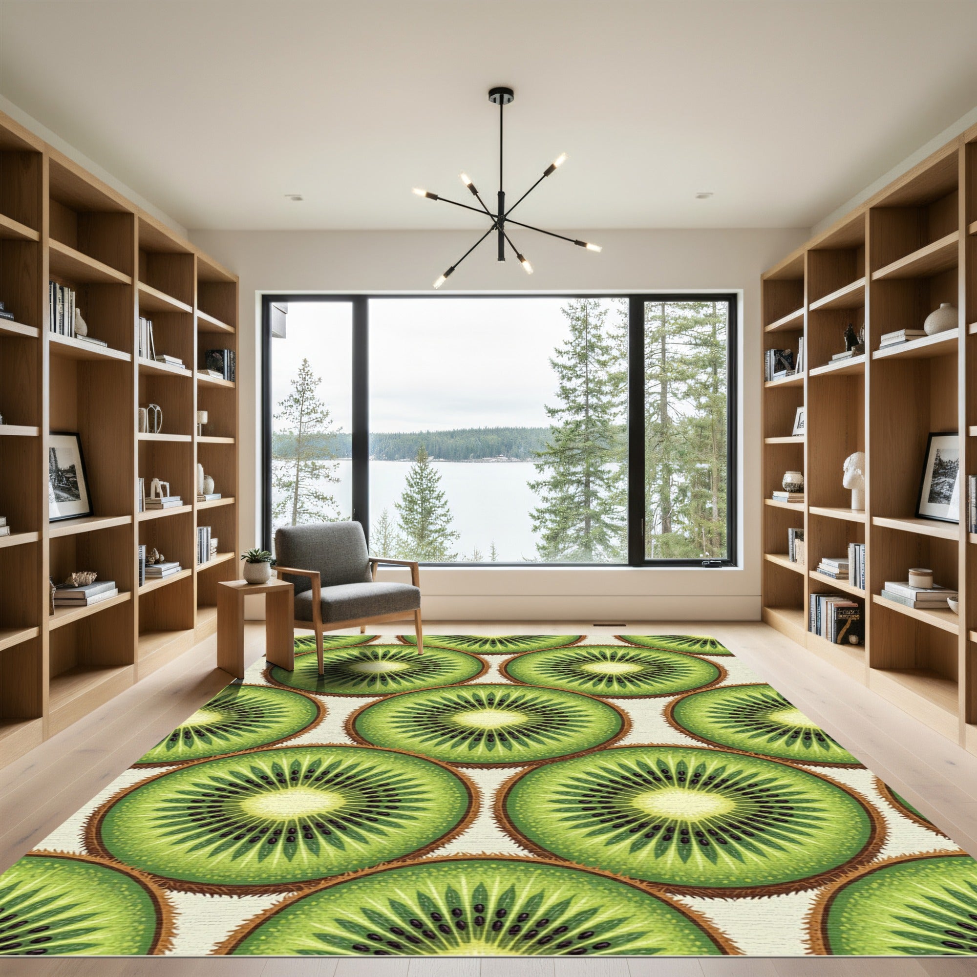 Fresh Kiwi Slice Vibrant Fruit Art Rug