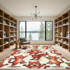Whimsical Playful Orange Kitten Carousel Rug