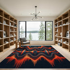 Vibrant Fiery Abstract Sonic Wave Art Rug