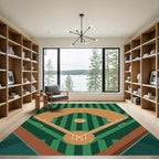 Minimalist Emerald Green Baseball Field Rug