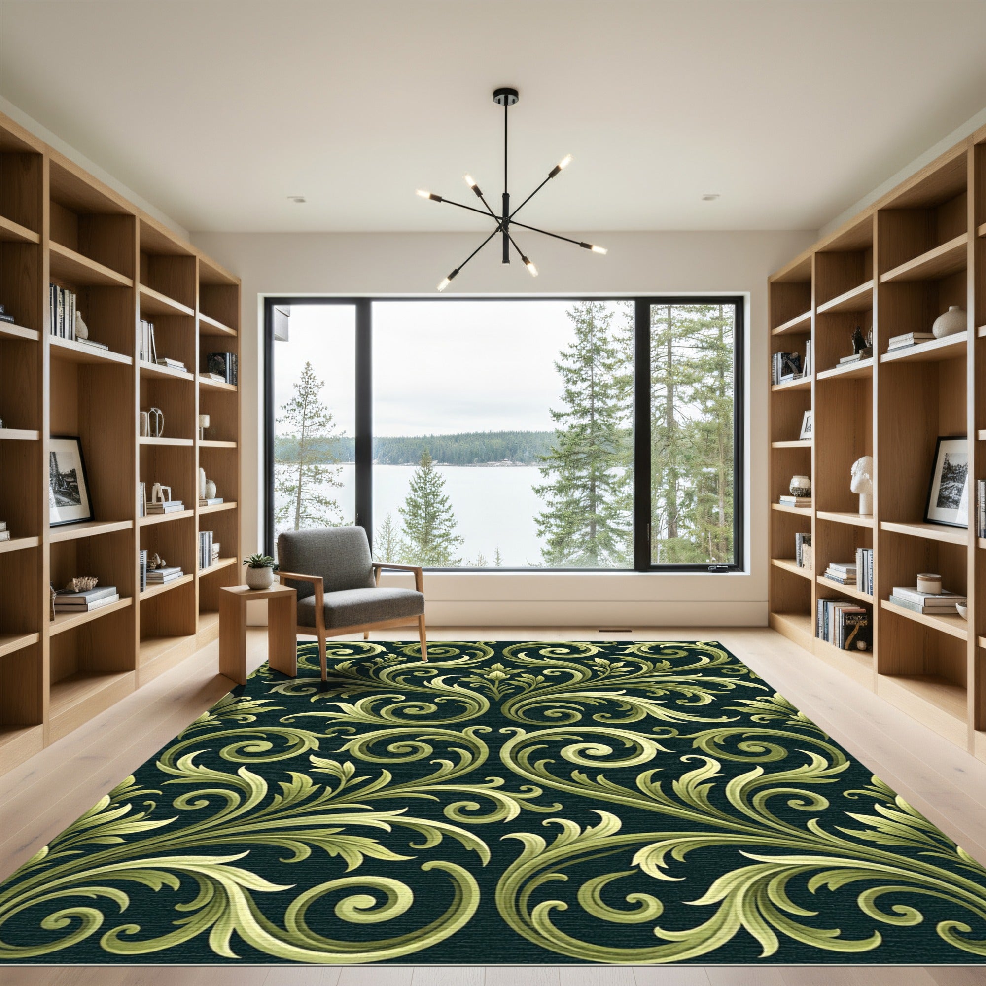Ornate Gold Leaf Scrollwork Rug